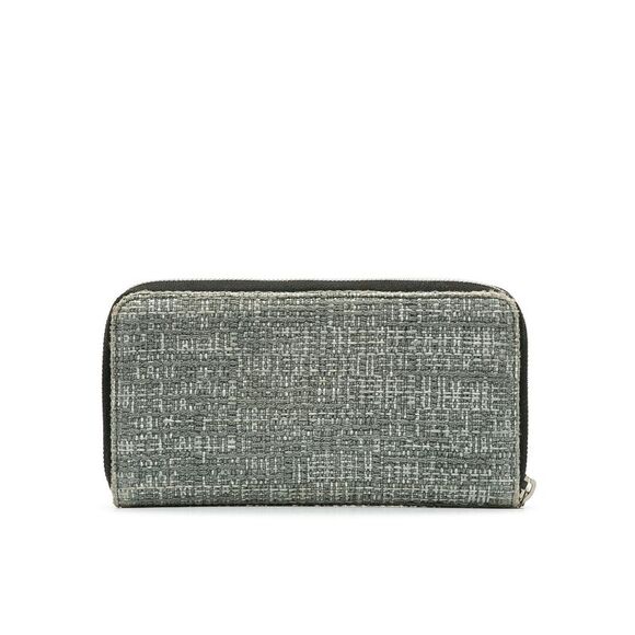 Pre Loved Chanel Tweed Zip Around Wallet Women Gray Long Wallets - Picture 3 of 8